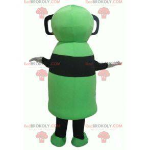 Mascota de muñeco de nieve verde y negro con gafas 3D -
