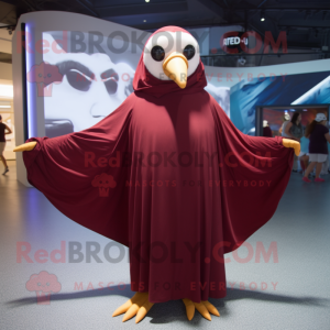 Maroon Albatross mascot costume character dressed with a One-Piece Swimsuit and Shawls