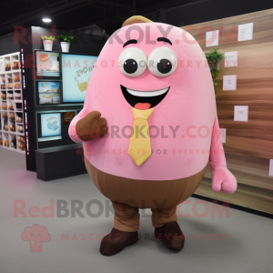 Pink Potato mascot costume character dressed with a Suit Pants and Belts