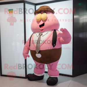 Pink Potato mascot costume character dressed with a Suit Pants and Belts