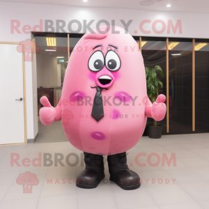 Pink Potato mascot costume character dressed with a Suit Pants and Belts