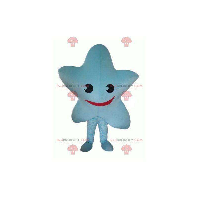 Mascotte d'étoile bleue géante et souriante - Redbrokoly.com