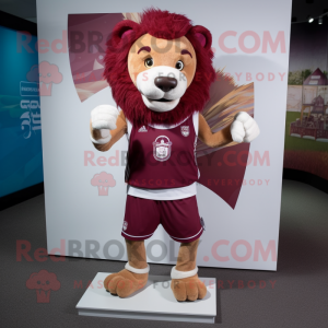 Maroon Lion maskot drakt...