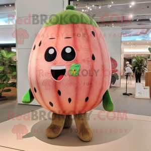 Brown Watermelon mascot costume character dressed with a Flare Jeans and Hair clips