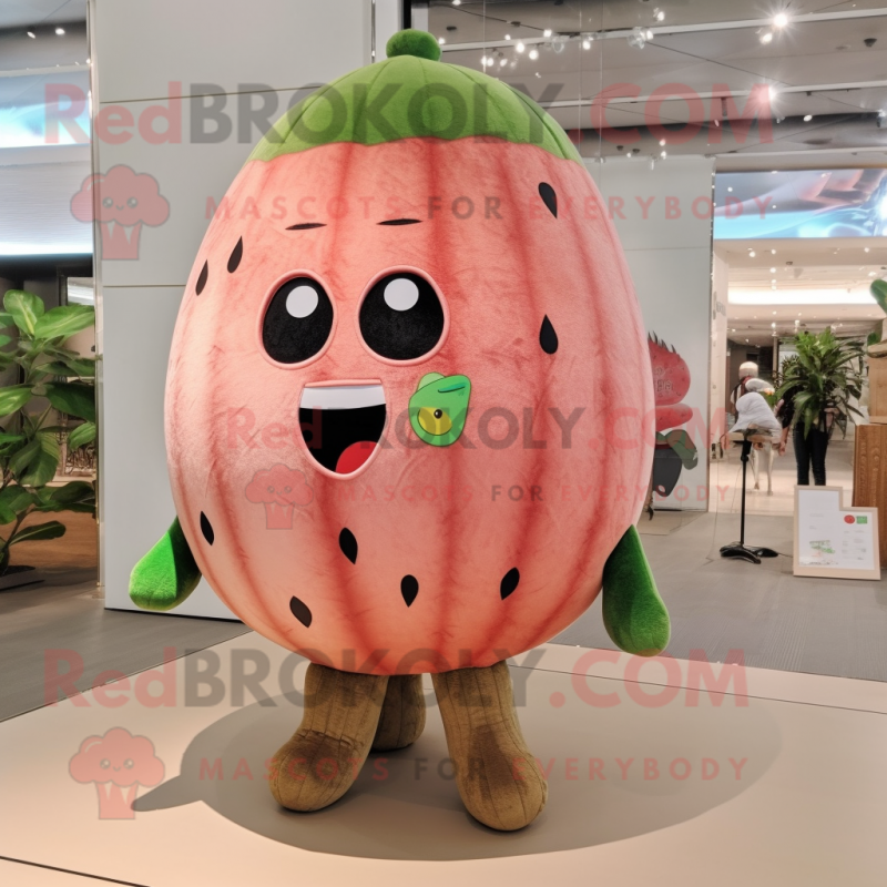 Brown Watermelon mascot costume character dressed with a Flare Jeans and Hair clips