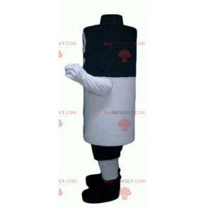 Mascote gigante pilha preto, branco e azul - Redbrokoly.com
