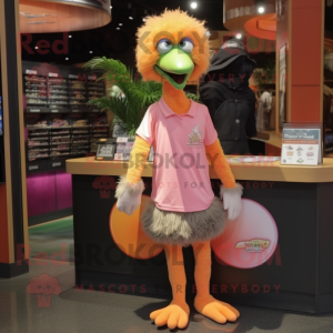 Peach Emu mascot costume character dressed with a Graphic Tee and Anklets