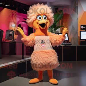 Peach Emu mascot costume character dressed with a Graphic Tee and Anklets