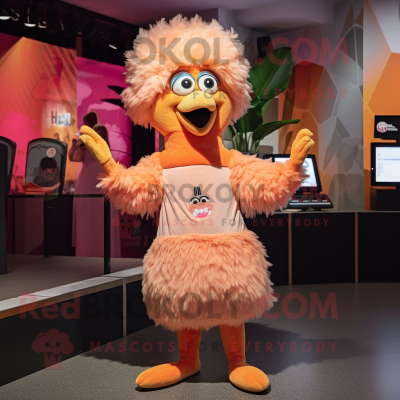 Peach Emu mascot costume character dressed with a Graphic Tee and Anklets Peach Emu mascot costume character dressed with a Graphic Tee and Anklets