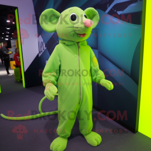Lime Green Rat maskot...