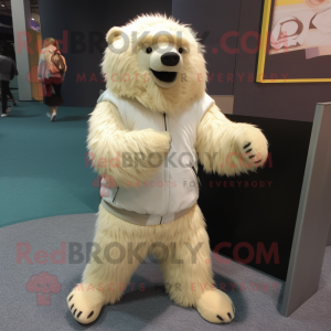 Cream Sloth Bear maskot...