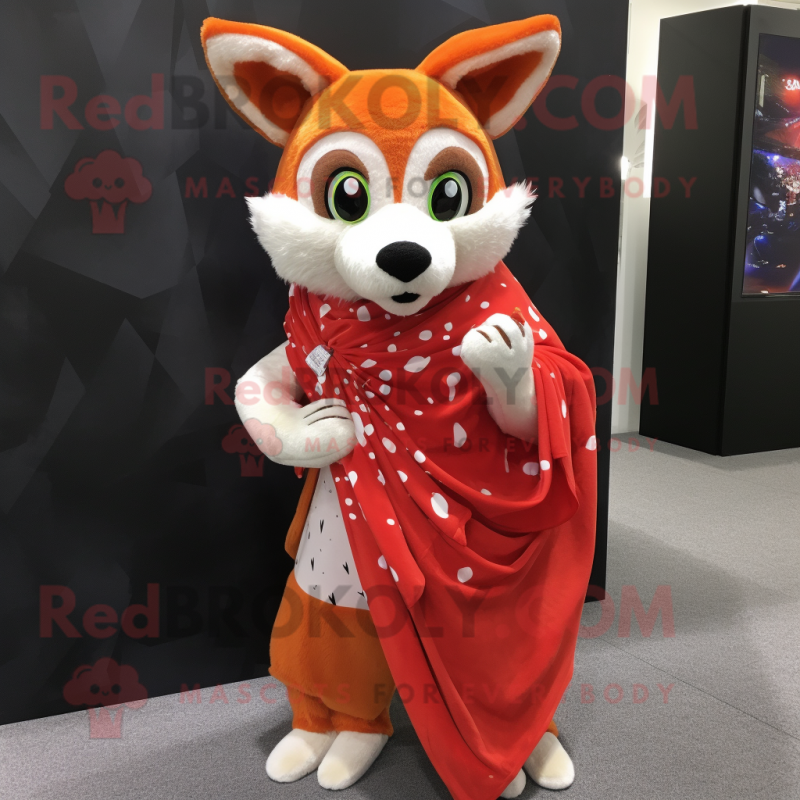 Red Fox mascot costume character dressed with a Wrap Dress and Scarves Red Fox mascot costume character dressed with a Wrap Dress and Scarves