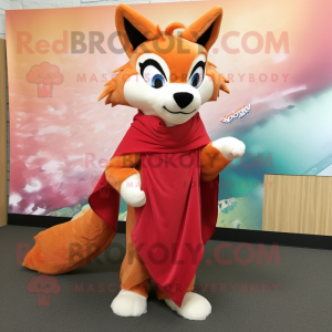 Red Fox mascot costume character dressed with a Wrap Dress and Scarves