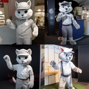 Sølv kat maskot kostume...