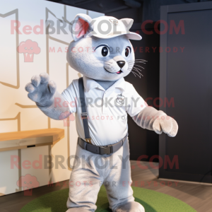 Sølvkatt maskot drakt figur...