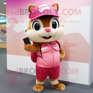 Pink Chipmunk maskot...