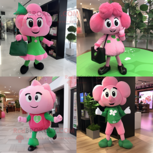 Rosa firkløver maskot drakt...