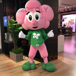 Rosa firkløver maskot drakt...