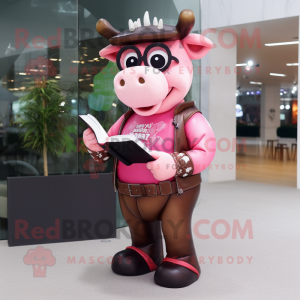 Pink Steak maskot kostyme...