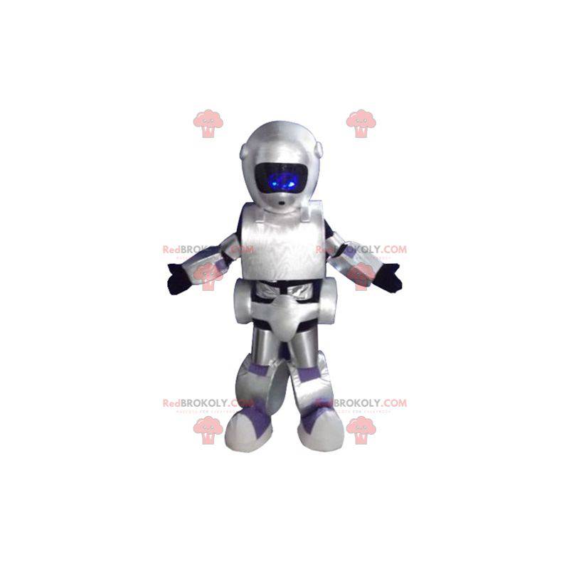 Mascotte robot grigio metallizzato gigante e impressionante -