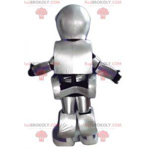 Gigantyczna i efektowna metaliczna szara maskotka robota -