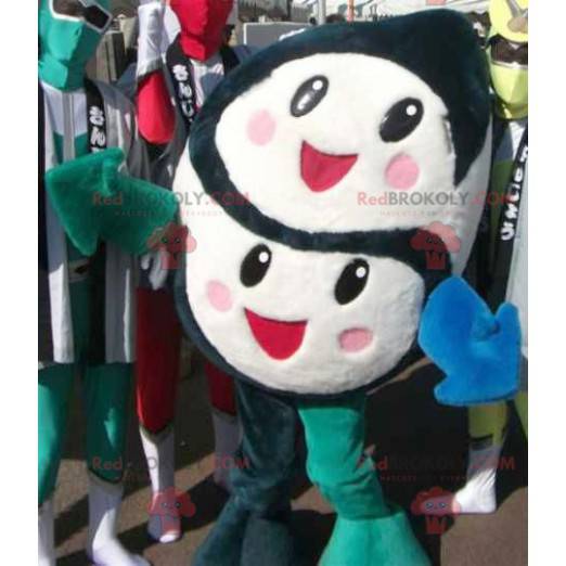 Zwart-wit mascotte met 2 schattige en vrolijke gezichten -