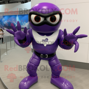 Purple Crab maskot kostym...