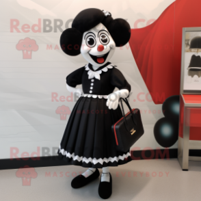 Black Mime mascot costume character dressed with a A-Line Skirt and Wallets