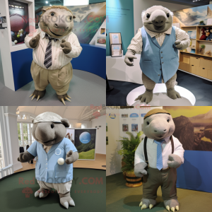 nan Glyptodon mascot costume character dressed with a Poplin Shirt and Cufflinks