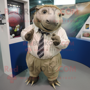 nan Glyptodon mascot costume character dressed with a Poplin Shirt and Cufflinks