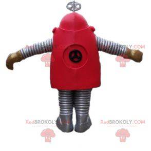 Tecknad röd och grå robotmaskot - Redbrokoly.com