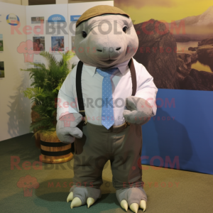 nan Glyptodon mascot costume character dressed with a Poplin Shirt and Cufflinks
