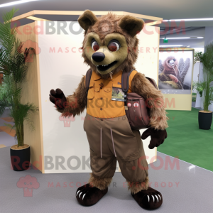 Brun hyena maskot kostym...