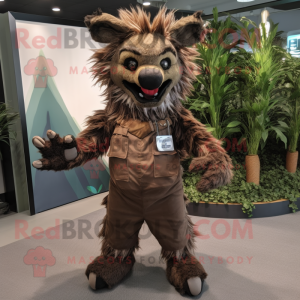 Brun hyena maskot kostym...