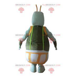 Mascote grande homem cinza verde e monstro laranja -