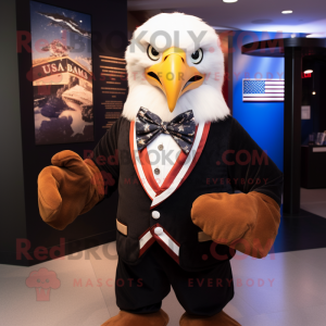 Rust Bald Eagle mascot costume character dressed with a Tuxedo and Scarf clips