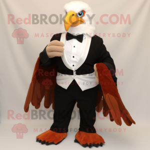 Rust Bald Eagle mascot costume character dressed with a Tuxedo and Scarf clips