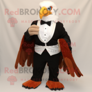 Rust Bald Eagle mascot costume character dressed with a Tuxedo and Scarf clips