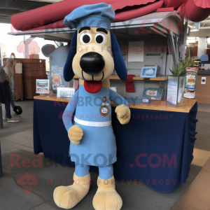 Navy Hot Dogs mascot costume character dressed with a Chambray Shirt and Scarves