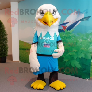 nan Bald Eagle mascot costume character dressed with a Yoga Pants and Scarf clips