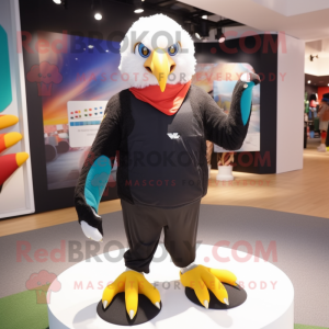 nan Bald Eagle mascot costume character dressed with a Yoga Pants and Scarf clips