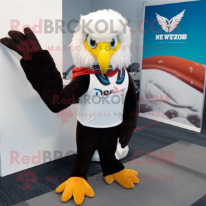 nan Bald Eagle mascot costume character dressed with a Yoga Pants and Scarf clips