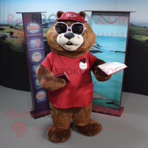 Maroon Otter maskot kostume...