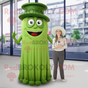 Olive Attorney mascot costume character dressed with a Maxi Dress and Caps
