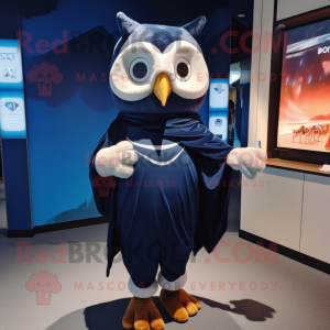 Navy Owl mascot costume character dressed with a Leggings and Shawls