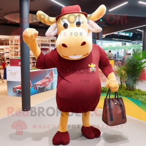 Maroon Bull maskot kostume...