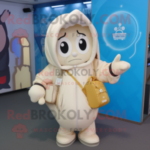 Cream Horseshoe mascot costume character dressed with a Hoodie and Handbags