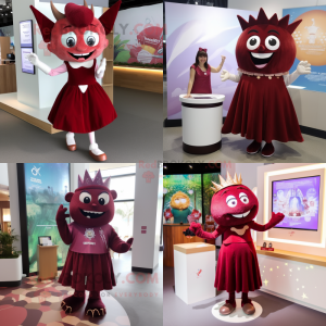 Maroon Tooth Fairy mascot costume character dressed with a Shift Dress and Anklets