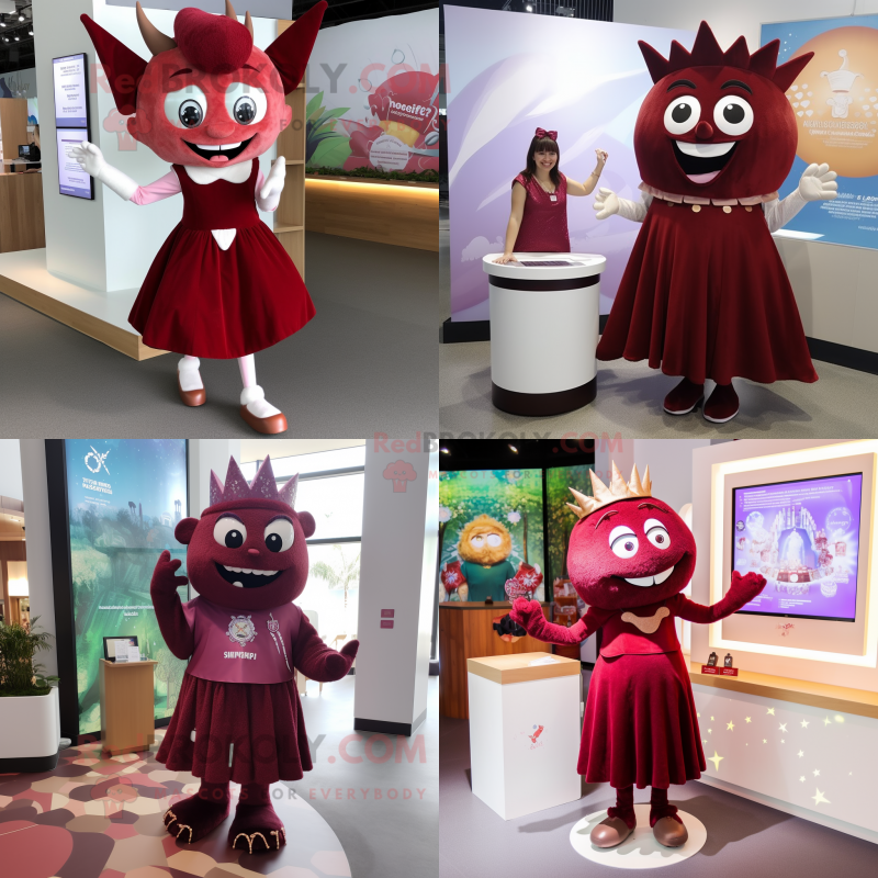 Maroon Tooth Fairy mascot costume character dressed with a Shift Dress and Anklets Maroon Tooth Fairy mascot costume character dressed with a Shift Dress and Anklets