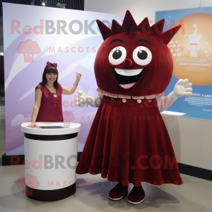 Maroon Tooth Fairy mascot costume character dressed with a Shift Dress and Anklets